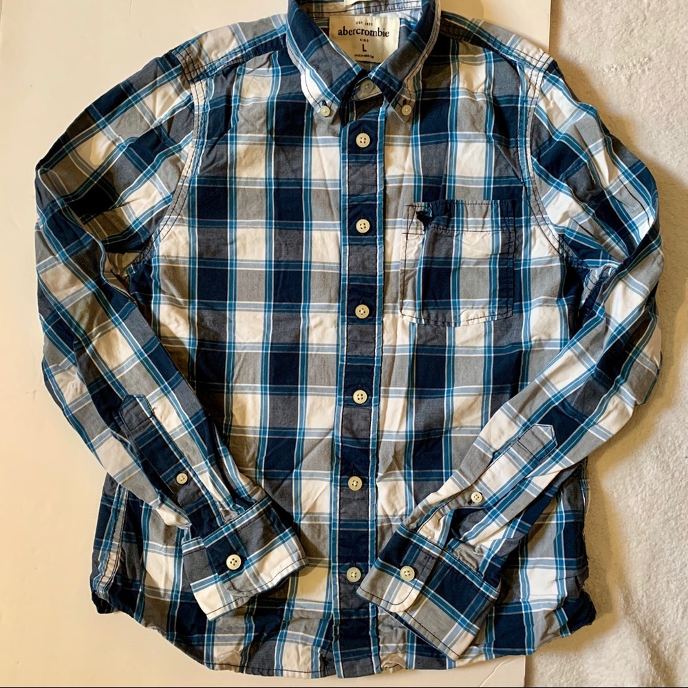 Abercrombie Kids Blue Plaid Button Down Shirt
